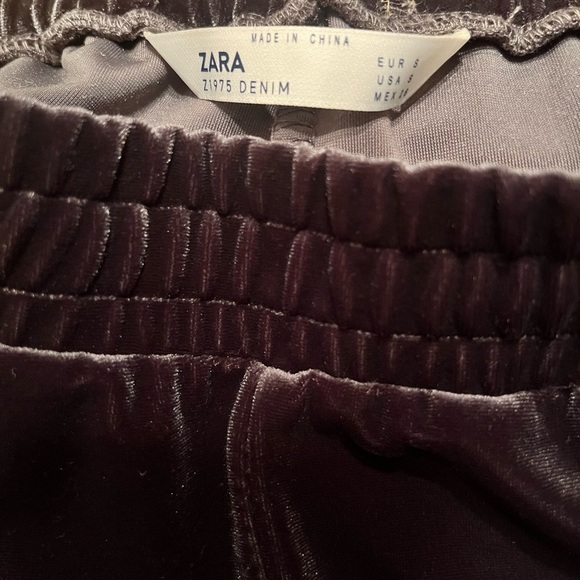 Zara Charcoal Velvet pants women’s Medium cute sweat pants lounge cozy glam - Picture 3 of 8